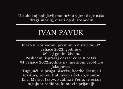 Ivan Pavuk osmrtnica